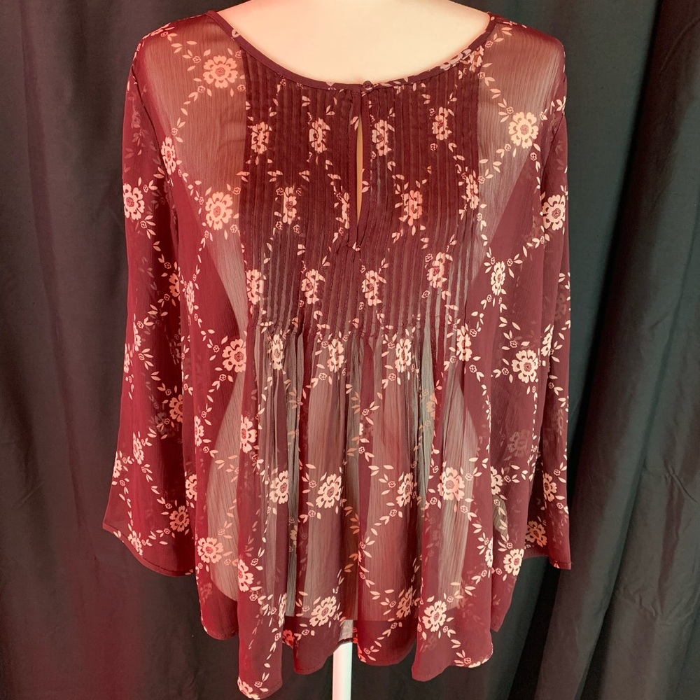 Old Navy sheer blouse maroon/pink with tags size L